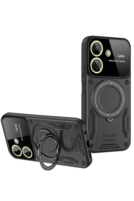 Uray store Xiaomi Redmi 13C Kılıf Joy Lens Standlı Kapak - Siyah