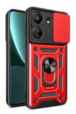 Uray store Xiaomi Redmi 13C Kılıf Pars Lens Yüzüklü Silikon - Kırmızı