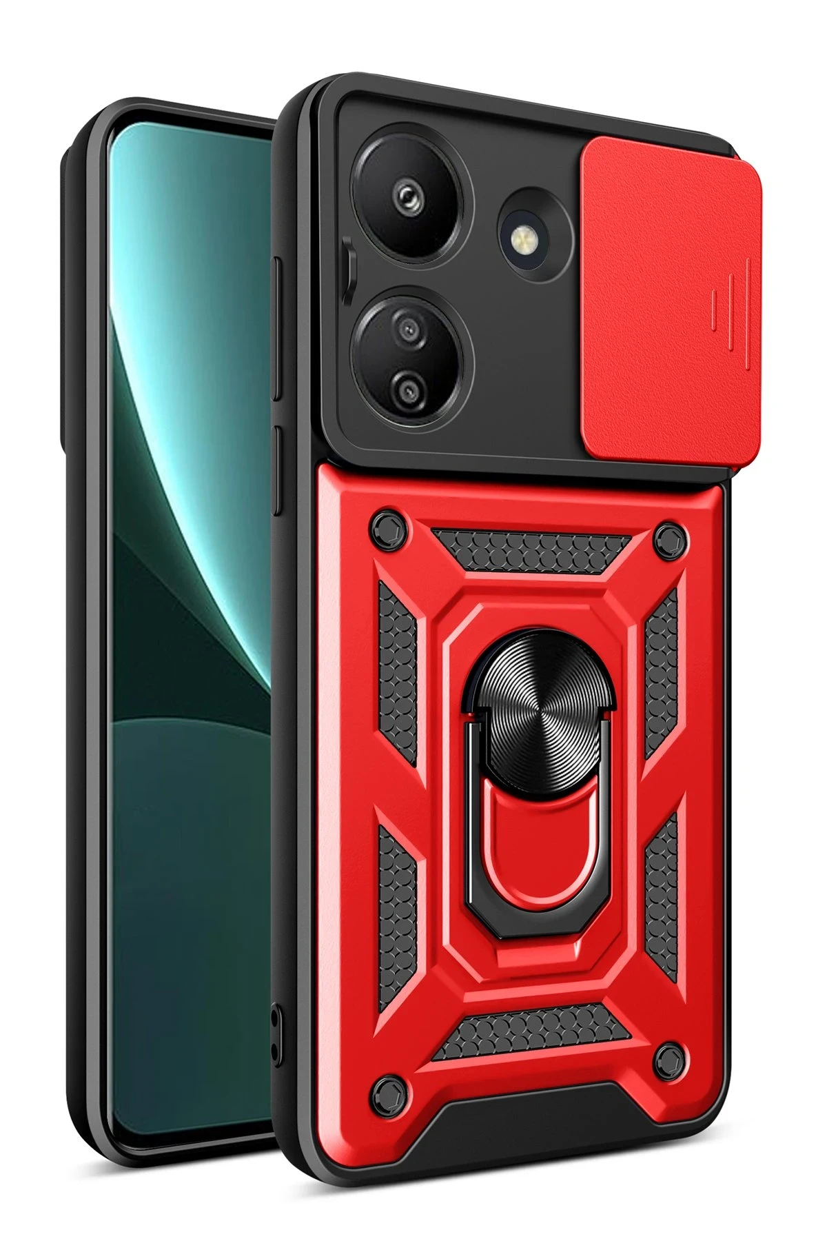 newface-xiaomi-redmi-13c-kilif-pars-lens-yuzuklu-silikon-kirmizi-default Uray store Xiaomi Redmi 13C Kılıf Pars Lens Yüzüklü Silikon - Kırmızı - Görsel 1
