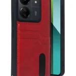 Uray store Xiaomi Redmi 13C Kılıf Sara Kartvizitli Deri Kılıf - Kırmızı