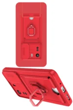 Uray store Xiaomi Redmi 13C Kılıf Zuma Kartvizitli Yüzüklü Silikon - Kırmızı - Görsel 2