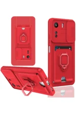 Uray store Xiaomi Redmi 13C Kılıf Zuma Kartvizitli Yüzüklü Silikon - Kırmızı