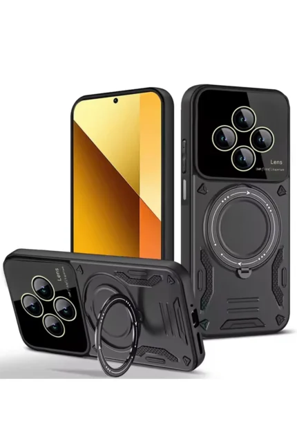 Uray store Xiaomi Redmi 14C Kılıf Joy Lens Standlı Kapak - Siyah