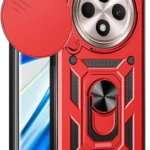 Uray store Xiaomi Redmi 14C Kılıf Pars Lens Yüzüklü Silikon - Kırmızı
