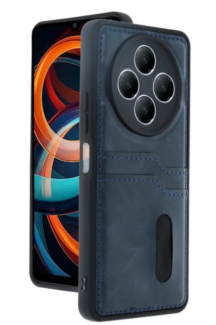 Uray store Xiaomi Redmi 14C Kılıf Sara Kartvizitli Deri Kılıf - Lacivert