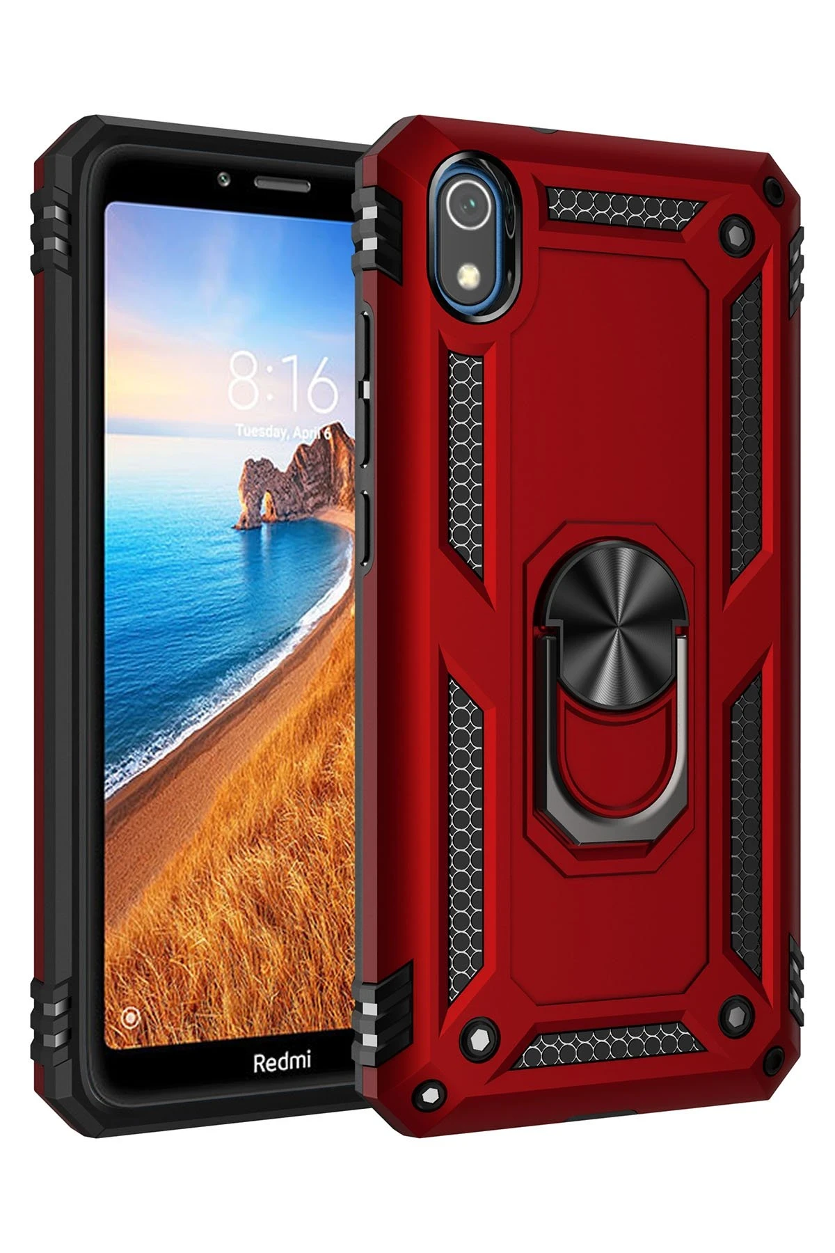 newface-xiaomi-redmi-7a-kilif-sofya-yuzuklu-silikon-kapak-kirmizi-default Uray store Xiaomi Redmi 7A Kılıf Sofya Yüzüklü Silikon Kapak - Kırmızı - Görsel 1