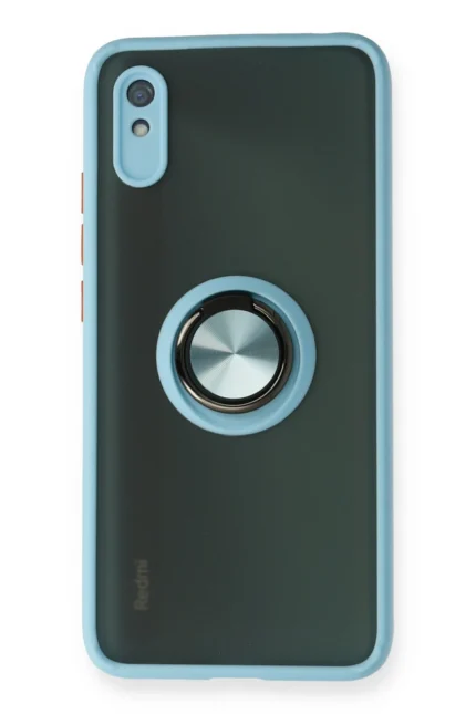 Uray store Xiaomi Redmi 9A Kılıf Montreal Yüzüklü Silikon Kapak - Buz Mavi