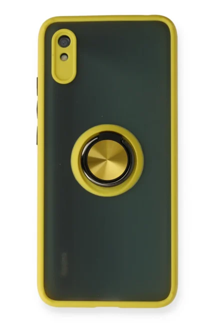 Uray store Xiaomi Redmi 9A Kılıf Montreal Yüzüklü Silikon Kapak - Sarı