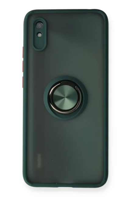 Uray store Xiaomi Redmi 9A Kılıf Montreal Yüzüklü Silikon Kapak - Yeşil