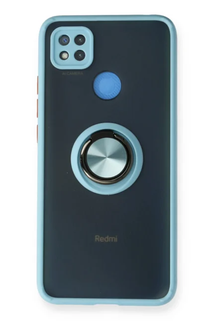 Uray store Xiaomi Redmi 9C Kılıf Montreal Yüzüklü Silikon Kapak - Buz Mavi