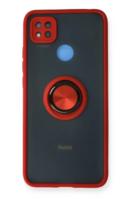 Uray store Xiaomi Redmi 9C Kılıf Montreal Yüzüklü Silikon Kapak - Kırmızı
