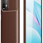 Uray store Xiaomi Redmi 9T Kılıf Auto Focus Karbon Kapak - Kahverengi