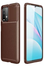 Uray store Xiaomi Redmi 9T Kılıf Auto Focus Karbon Kapak - Kahverengi