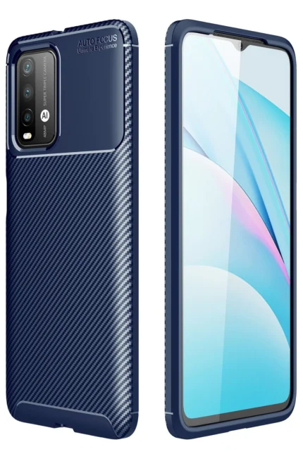 Uray store Xiaomi Redmi 9T Kılıf Auto Focus Karbon Kapak - Lacivert