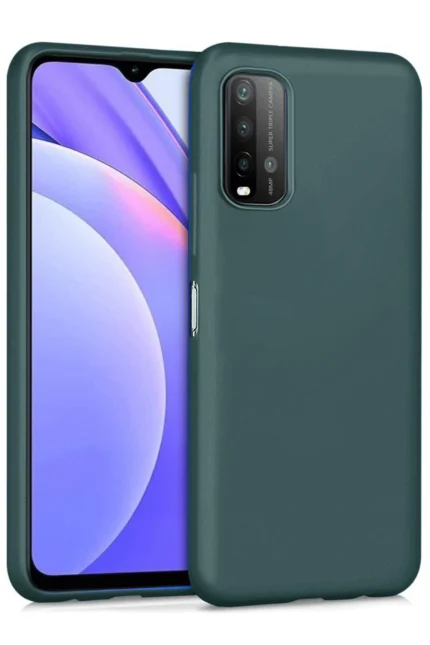 Uray store Xiaomi Redmi 9T Kılıf Nano içi Kadife Silikon - Koyu Yeşil
