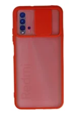 Uray store Xiaomi Redmi 9T Kılıf Palm Buzlu Kamera Sürgülü Silikon - Kırmızı