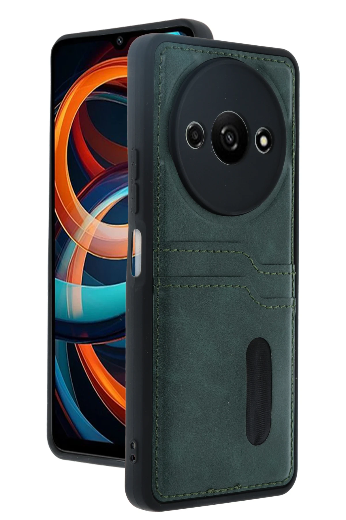 newface-xiaomi-redmi-a3-4g-kilif-sara-kartvizitli-deri-kilif-koyu-yesil-default Uray store Xiaomi Redmi A3 4G Kılıf Sara Kartvizitli Deri Kılıf - Koyu Yeşil - Görsel 1