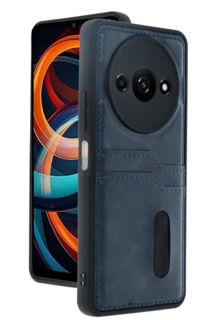 Uray store Xiaomi Redmi A3 4G Kılıf Sara Kartvizitli Deri Kılıf - Lacivert