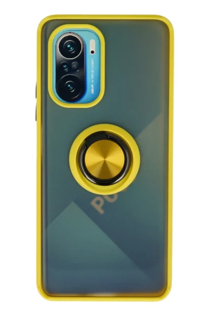 Uray store Xiaomi Redmi K40 Kılıf Montreal Yüzüklü Silikon Kapak - Sarı