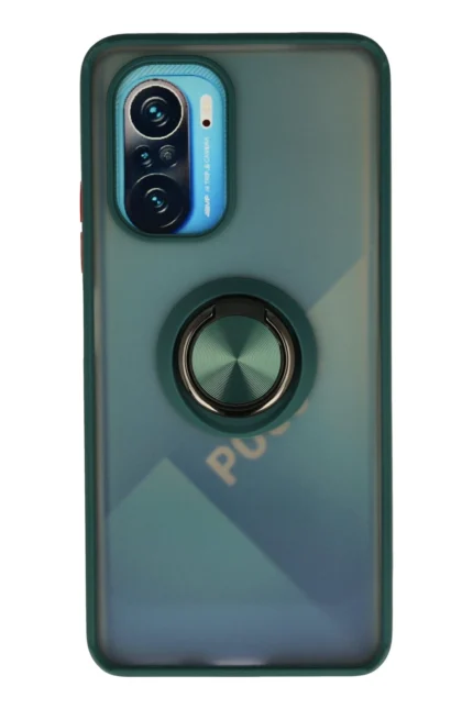 Uray store Xiaomi Redmi K40 Kılıf Montreal Yüzüklü Silikon Kapak - Yeşil