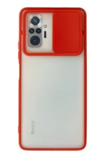 Uray store Xiaomi Redmi Note 10 Pro Kılıf Palm Buzlu Kamera Sürgülü Silikon - Kırmızı