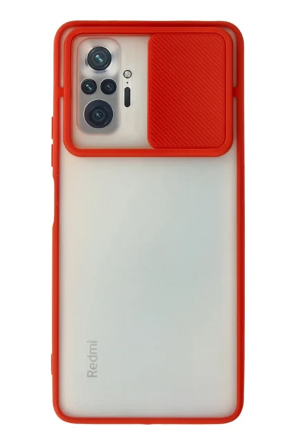 Uray store Xiaomi Redmi Note 10 Pro Kılıf Palm Buzlu Kamera Sürgülü Silikon - Kırmızı