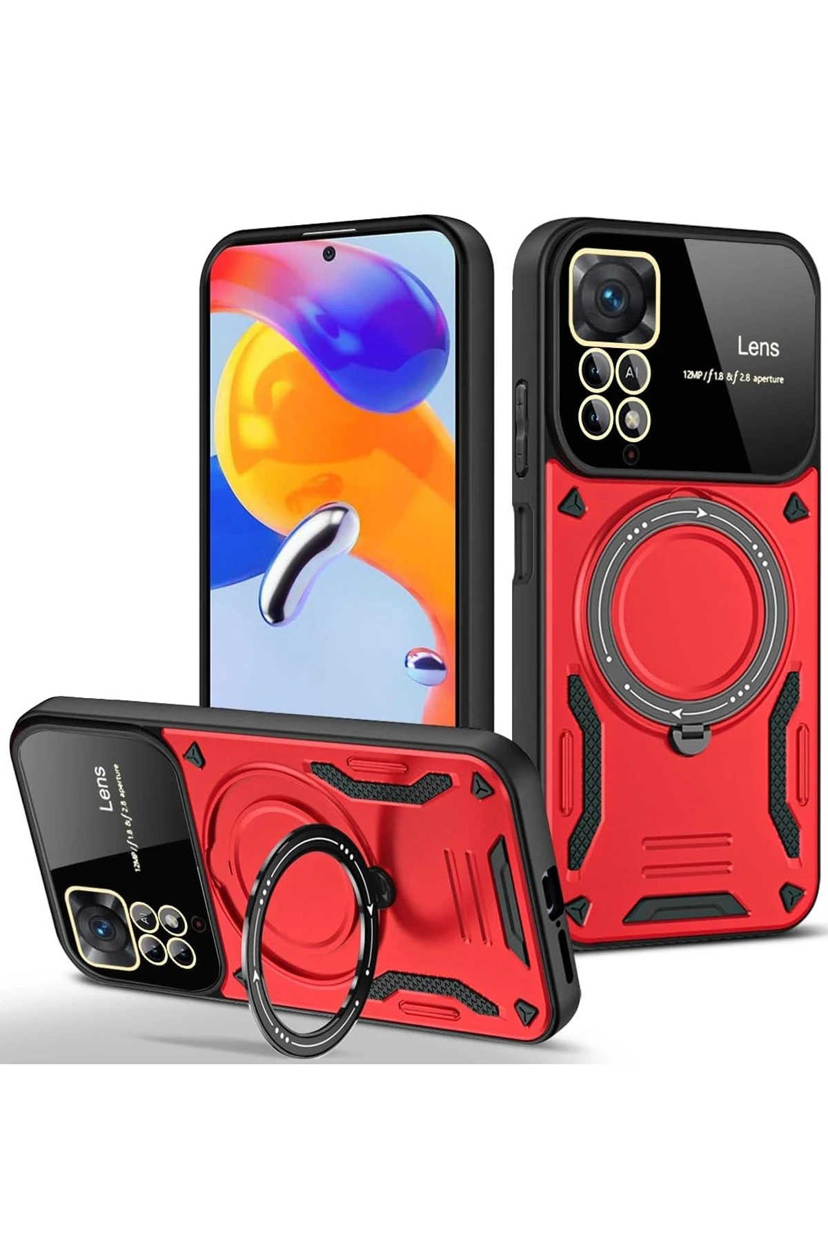 newface-xiaomi-redmi-note-11-pro-kilif-joy-lens-standli-kapak-kirmizi-default Uray store Xiaomi Redmi Note 11 Pro Kılıf Joy Lens Standlı Kapak - Kırmızı - Görsel 1