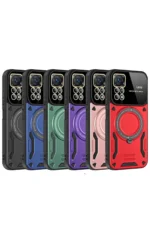Uray store Xiaomi Redmi Note 11 Pro Kılıf Joy Lens Standlı Kapak - Koyu Yeşil - Görsel 2