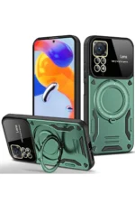 Uray store Xiaomi Redmi Note 11 Pro Kılıf Joy Lens Standlı Kapak - Koyu Yeşil