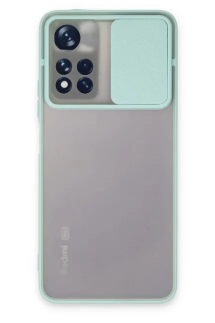 Uray store Xiaomi Redmi Note 11T Kılıf Palm Buzlu Kamera Sürgülü Silikon - Turkuaz