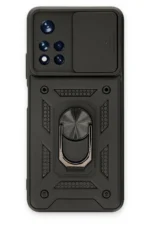 Uray store Xiaomi Redmi Note 11T Kılıf Pars Lens Yüzüklü Silikon - Siyah