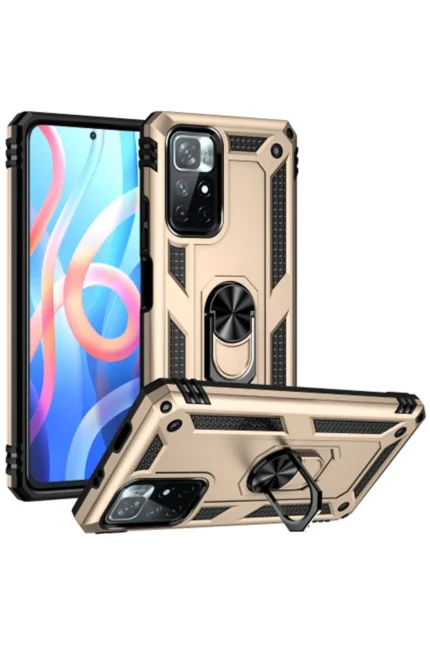 Uray store Xiaomi Redmi Note 11T Kılıf Sofya Yüzüklü Silikon Kapak - Gold