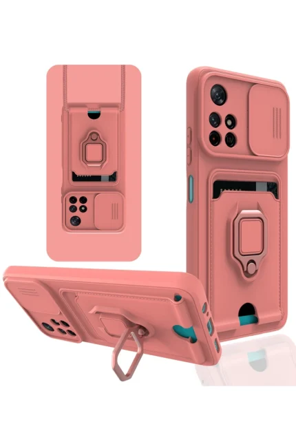 Uray store Xiaomi Redmi Note 11T Kılıf Zuma Kartvizitli Yüzüklü Silikon - Pembe
