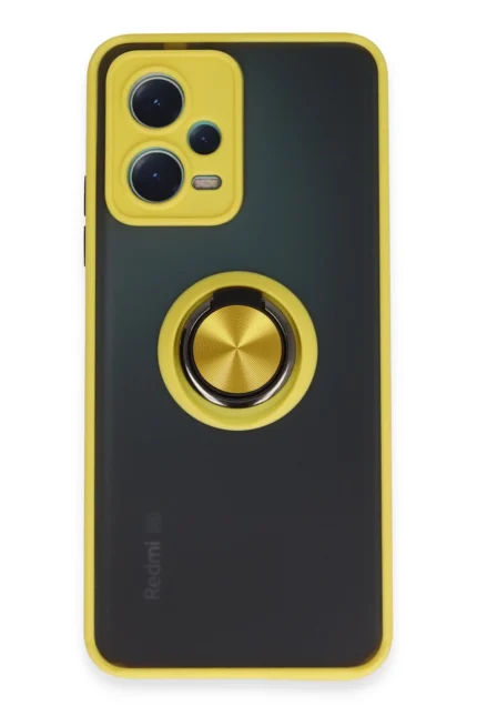 Uray store Xiaomi Redmi Note 12 5G Kılıf Montreal Yüzüklü Silikon Kapak - Sarı