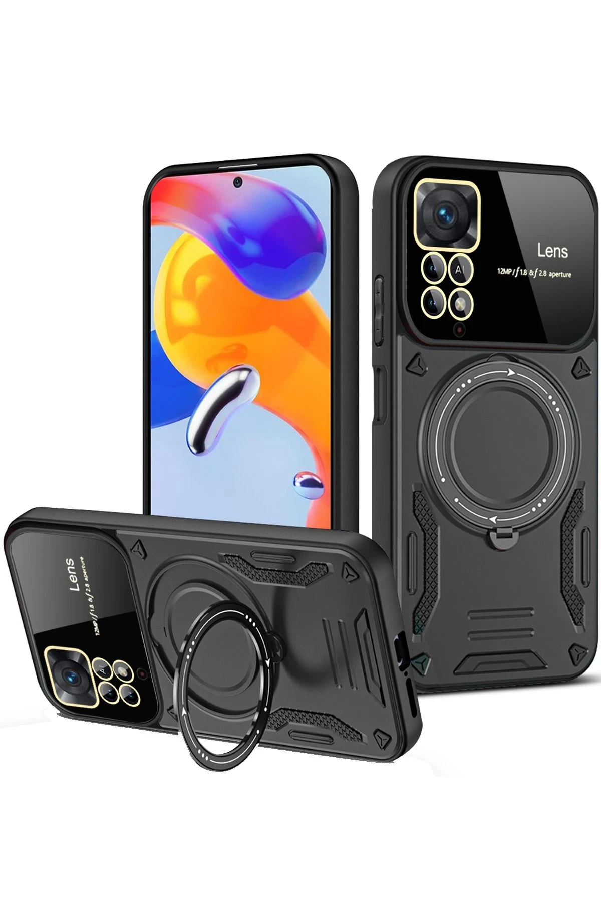 newface-xiaomi-redmi-note-12-pro-4g-kilif-joy-lens-standli-kapak-siyah-default Uray store Xiaomi Redmi Note 12 Pro 4G Kılıf Joy Lens Standlı Kapak - Siyah - Görsel 1