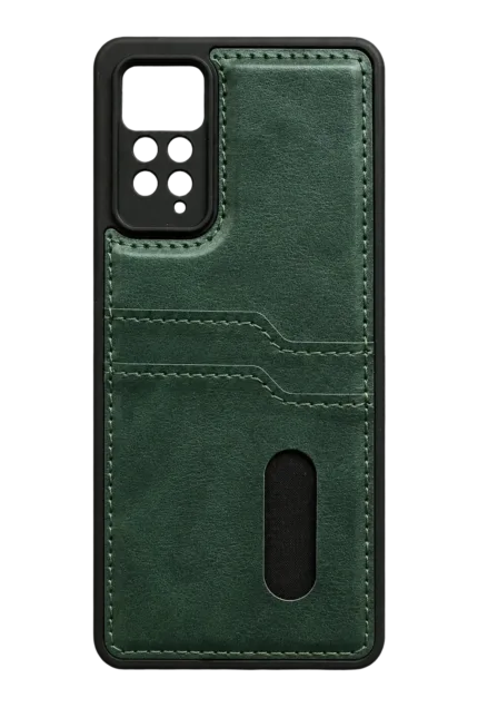 Uray store Xiaomi Redmi Note 12 Pro 4G Kılıf Sara Kartvizitli Deri Kılıf - Koyu Yeşil