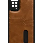 Uray store Xiaomi Redmi Note 12 Pro 4G Kılıf Sara Kartvizitli Deri Kılıf - Taba