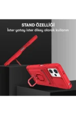 Uray store Xiaomi Redmi Note 12 Pro 5G Kılıf Zuma Kartvizitli Yüzüklü Silikon - Kırmızı - Görsel 4