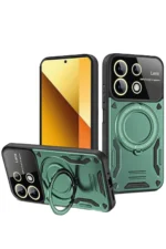 Uray store Xiaomi Redmi Note 13 4G Kılıf Joy Lens Standlı Kapak - Koyu Yeşil