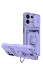 Uray store Xiaomi Redmi Note 13 4G Kılıf Zuma Kartvizitli Yüzüklü Silikon - Lila
