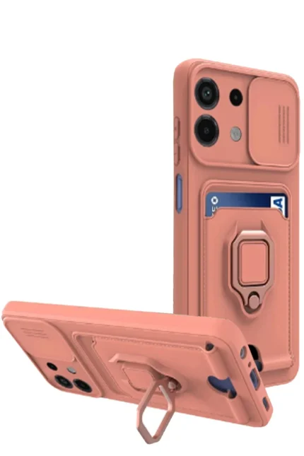 Uray store Xiaomi Redmi Note 13 4G Kılıf Zuma Kartvizitli Yüzüklü Silikon - Pembe