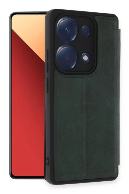 Uray store Xiaomi Redmi Note 13 Pro 4G Kılıf Flip Cover - Koyu Yeşil