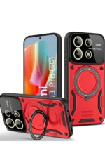 Uray store Xiaomi Redmi Note 13 Pro 4G Kılıf Joy Lens Standlı Kapak - Kırmızı
