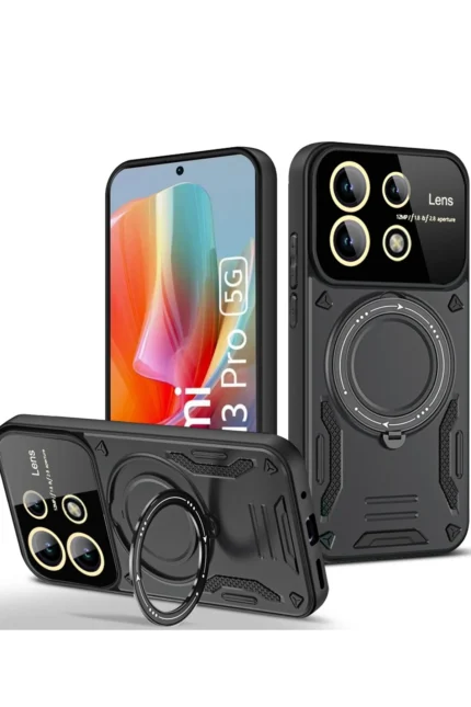 Uray store Xiaomi Redmi Note 13 Pro 4G Kılıf Joy Lens Standlı Kapak - Siyah