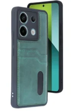 Uray store Xiaomi Redmi Note 13 Pro 4G Kılıf Sara Kartvizitli Deri Kılıf - Koyu Yeşil