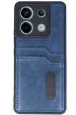 Uray store Xiaomi Redmi Note 13 Pro 4G Kılıf Sara Kartvizitli Deri Kılıf - Lacivert - Görsel 2