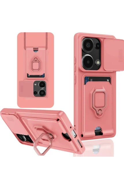 Uray store Xiaomi Redmi Note 13 Pro 4G Kılıf Zuma Kartvizitli Yüzüklü Silikon - Pembe