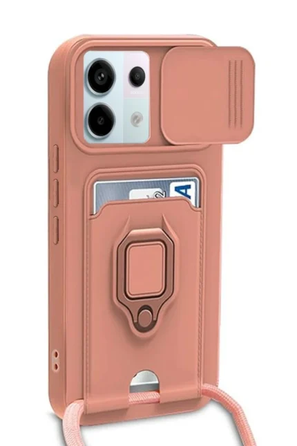 Uray store Xiaomi Redmi Note 13 Pro 5G Kılıf Zuma Kartvizitli Yüzüklü Silikon - Pembe