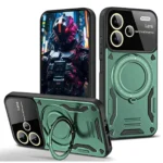 Uray store Xiaomi Redmi Note 13 Pro Plus Joy Lens Standlı Kapak - Koyu Yeşil