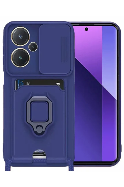 Uray store Xiaomi Redmi Note 13 Pro Plus Kılıf Zuma Kartvizitli Yüzüklü Silikon - Lacivert
